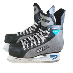 Bauer‎ Nike Supreme Pro Ice Hockey Skates Mens Size 10 Black Grey Tuuk Holders